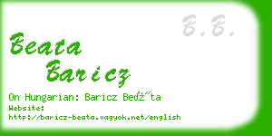 beata baricz business card